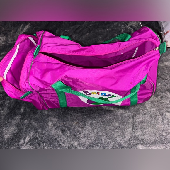 Vintage Barney Slumber Tote Bibb Company Lyons Group 1992 duffel Bag RARE Purple - Picture 2 of 4